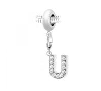 Charm perle So Charm en acier avec pendentif lettre U made with crystal from Swarovski 11 mm Argenté