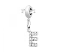 Charm perle - SO CHARM - Lettre E - Acier argenté 13 mm - Compatible Pandora/Chamilia - Cristaux Swarovski