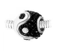 Charm perle - So Charm - Yin Yang - Cristaux de Bohème - Acier inoxydable - 13 mm