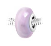 Charm perle verre nacré rose et acier par SC Crystal
