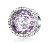Charm Rose Exquis En Argent Sterling 925, Idéal Pour La Fabrication De Bracelets Et Joncs, Perles En Pierre Violette Brillante, Bijoux Fins