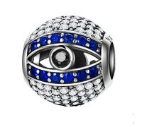 Charm S NNPC7 cristal bleu mal oeil breloques perle pour pandora bracelets, 925 charmes en argent sterling perles porte-bonheur