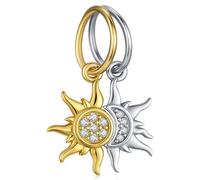 Charm Soleil et Lune détachable, Pendentif Perle en Argent sterling 925 et Charms Femme pour Pandora Breloque Bead Compatible pour Européen Bracelets, Cadeaux significatifs pour Femme