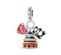 Charm symbole de la Chine en argent 925 compatible avec les bracelets Pandora, Trollbeads, Chamilia, Biagi et beaucoup d'autres bracelets à breloques britanniques.