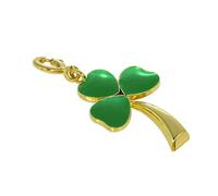 Charm Trèfle en Or Jaune 9 Carats et Email avec Mousqueton