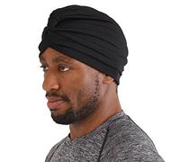 CHARM Turban Femme Tissu Crépon Torsadé - Foulard Cheveux Bonnet Divination Tissé Costume Festival Yoga Boho Chic Noir