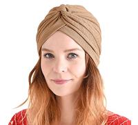 CHARM Turban Femme Tissu Crépon Torsadé - Foulard Cheveux Bonnet Divination Tissé Costume Festival Yoga Boho Chic Beige