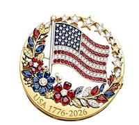 Charm US 250e anniversaire fleur étoile broche revers poitrine bijoux pour costumes et chapeaux anniversaire corsage, One Size, Comme décrit