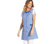 Charmance - Tablier sans Manches boutonné - Imprime Bleu - 54