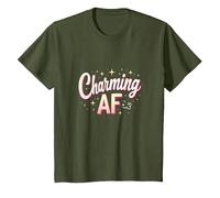Charmant AF : Argot Scintillant pour Les Femmes confiantes T-Shirt, Enfant, Olive, 10 Ans