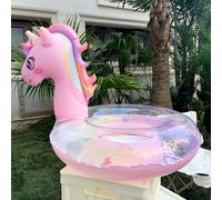 Charmant Anneau De Bain Gonflable Nairobi Orn,Joli Design De Cheval Arc-En-Ciel À Paillettes,Matériau Pvc Durable,Parfait Pour Les Fêtes De Piscine D'été - Type B