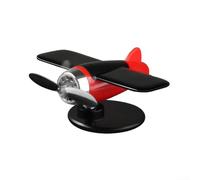 Charmant avion à énergie solaire pour décoration de voiture et bureau en rotation continue (rouge)