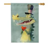 Charmant drapeau de jardin alligator, décoration en forme de cœur crocodile vert joyeux pour le printemps et l'été, jolie bannière de pelouse d'extérieur pour l'amour et l'amitié, parfait pour les