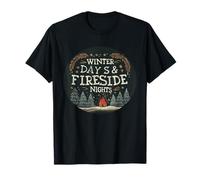 Charmant emblème des Jours d'hiver et des Nuits au Coin du feu T-Shirt