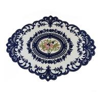 Charmant ensemble de 2 dessous de verre brodés élégants et vintage, parfaits pour le divertissement (C)