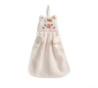 Charmant essuie-mains cochon avec cordon unique pour une utilisation pratique dans la cuisine ou la salle de bain (blanc)