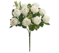 Charmant lot de 10 roses artificielles pour décoration de mariage et de maison, pour photographie et événement (blanc)