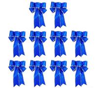 Charmant nœud en ruban pour décoration de Noël, parfait pour accrocher sur les arbres et les rails (bleu)
