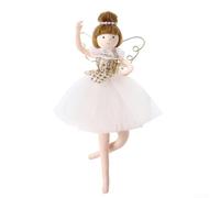 Charmant pendentif en peluche danseuse d'ange pour sapin de Noël et décoration d'intérieur offrant un look charmant et symbole de chance (doré)