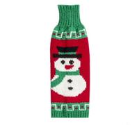 Charmant porte-bouteille de vin de Noël avec Père Noël et bonhomme de neige pour améliorer les repas de vacances (B)