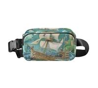 Charmant sac banane élégant arc-en-ciel pour homme et femme, petit sac de poitrine à bandoulière avec sangle réglable pour le cyclisme, Bateau Pirate Blue Sea, 1 size