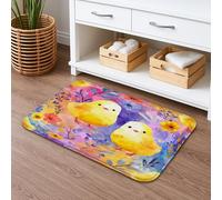 Charmant tapis de bain à séchage rapide, motif oiseau coloré, absorbant, antidérapant, en flanelle, lavable pour salle de bain, toilettes, toilettes, 40,6 x 61 cm