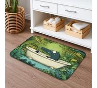 Charmant tapis de bain en forme de crocodile de dessin animé, motif animal de la jungle, amusement espiègle, tapis de douche absorbant, antidérapant, doux en mousse à mémoire de forme, lavable, 40,6 x