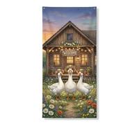 Charmante bannière de porte en forme d'oie, décoration de style ferme, décoration de porte d'entrée de bienvenue au printemps et à l'été, 91,4 x 183 cm