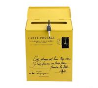 Charmante boîte aux lettres murale pour un rangement sécurisé des lettres et des journaux, construction en fer rustique conçue pour l'extérieur (jaune)