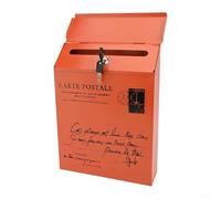 Charmante boîte aux lettres murale pour un rangement sécurisé des lettres et des journaux, construction en fer rustique conçue pour l'extérieur (orange)