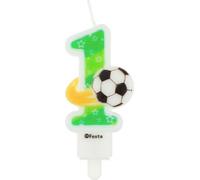 Charmante bougie numéro "1" avec ballon - parfaite pour le premier anniversaire d'un petit fan de football ! Créez des moments inoubliables avec un gâteau spécial.