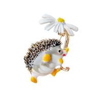 Charmante broche hérisson marguerite émail : alliage animal design pour vêtements, revers ou chapeau accessoire de décoration, Medium, Métal non précieux, Jade