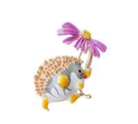 Charmante broche hérisson marguerite émail : alliage animal design pour vêtements, revers ou chapeau accessoire de décoration, Medium, Métal non précieux, Jade