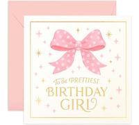Charmante carte d'anniversaire pour elle, cadeau « To the Prettiest Birthday Girl », motif à paillettes roses, pour bébé, fille, petite-fille, nièce, filleule, enfant, intérieur vierge avec enveloppe
