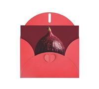 Charmante carte de vœux imprimé figue avec intérieur vierge - papier nacré rouge cartes d'anniversaire mariage pour invitations de fête