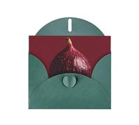 Charmante carte de vœux imprimé figue avec intérieur vierge - Papier nacré vert foncé cartes d'anniversaire mariage pour invitations de fête