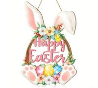 Charmante couronne de porte lapin de Pâques, décoration florale colorée pour des accents festifs de la maison, facile à accrocher sur n'importe quel