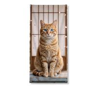 Charmante couverture de porte en forme de chat décorative, élégant motif félin orange pour décoration de printemps, intérieur et extérieur, festival des amoureux des animaux, fournitures de vacances