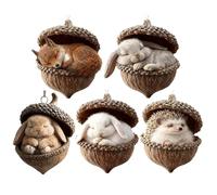 Charmante Décoration d'arbre de Noël 5 Pièces Acrylique Plat Décoration 2D | Décoration d'animal de Noël pour l'intérieur et l'extérieur étagère fenêtre étagère salon maison pour