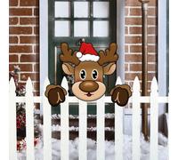 Charmante décoration de clôture de Noël avec des personnages colorés, idéale pour créer une atmosphère festive pour l'extérieur (ZKB077)