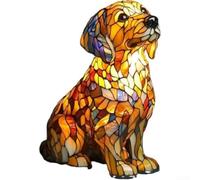 Charmante lampe labrador lumineuse faite à la main en résine pour rebord de fenêtre ou salon, éclairage LED doux et chaud, multicolore 17 x 15 cm (éclairage chien C)