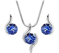 Charmante parure de collier et boucles d'oreilles Chaton Wave Sapphire