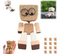 Charmante Petite Figurine en Bois Qui se Balance avec 12 Expressions magnétiques, Figurine Amusante en Bois Qui secoue Les Pieds, décoration de Bureau
