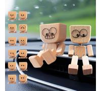 Charmante petite figurine en bois qui se balance avec 12 expressions magnétiques, figurine d'homme en bois secouant les pieds, figurine amusante d'homme en bois secouant les pieds pour décoration de