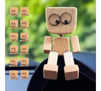 Charmante petite figurine en bois qui se balance avec 12 expressions magnétiques, figurine d'homme en bois secouant les pieds, figurine amusante d'homme en bois secouant les pieds pour décoration de