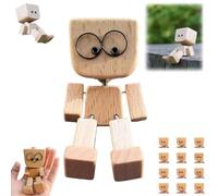 Charmante Petite Figurine en Bois Qui se Balance avec 12 plaques magnétiques, Figurine articulée, Bonhomme en boisarticulé, Figurines Amusante en Bois Qui secoue Les Pieds, décoration de Bureau