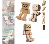 Charmante petite figurine en bois qui se balance, figurine d'homme en bois Magicgift mignonne aux pieds tremblants, décoration créative activée par le mouvement for tableau de bord de voiture(J)