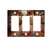 Charmante plaque d'interrupteur de bibliothèque, design élégant pour décoration d'intérieur, style vintage classique, parfait pour les coins de lecture, plaques murales thermoplastiques, plaque murale