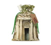 Charmante pochette cadeau avec cordon de serrage pour petits cadeaux, bijoux et cadeaux de fête avec motif de construction antique avec une branche d'olivier romaine et un imprimé grec
