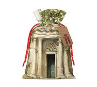 Charmante pochette cadeau avec cordon de serrage pour petits cadeaux, bijoux et cadeaux de fête avec motif de construction antique avec une branche d'olivier romaine et un imprimé grec